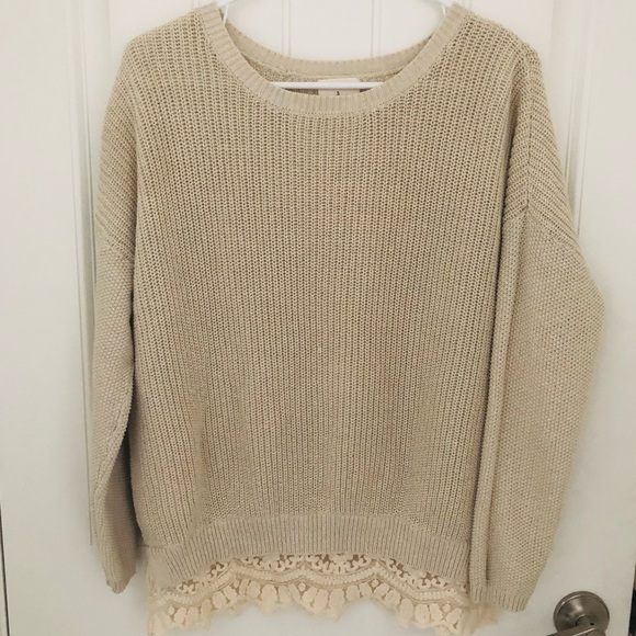 UO Pins and Needles chunky sweater with lace trim - Picture 2 of 5